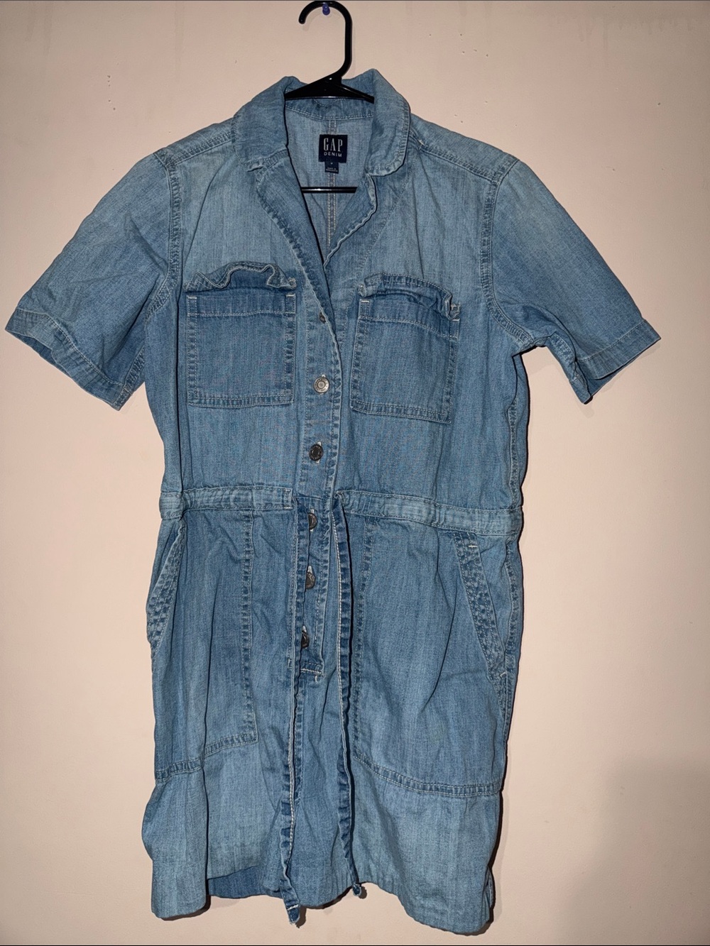 GAP Light Blue Denim Button-Front romper